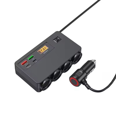 Разклонител за запалка D-30 с 4 гнезда, 2 USB и 2 USB-C 12V/24V PD30W