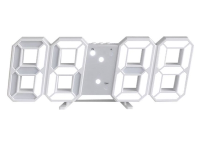 GH8018 Дигитален светещ в БЯЛО LED часовник / Аларма