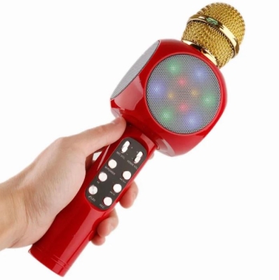 WS-1816 Караоке микрофон светещ с вграден говорител - ЧЕРВЕН