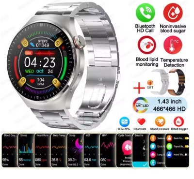 MK53 Смарт часовник 3 Каишки GT4 Bluetooth 47мм - Сив