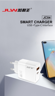 JLW-JC04 Зарядно 30W GAN Адаптер USB+USB-C