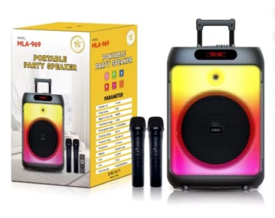 MLA-969 Преносима тонколона 15\" с Bluetooth и безжични микрофони