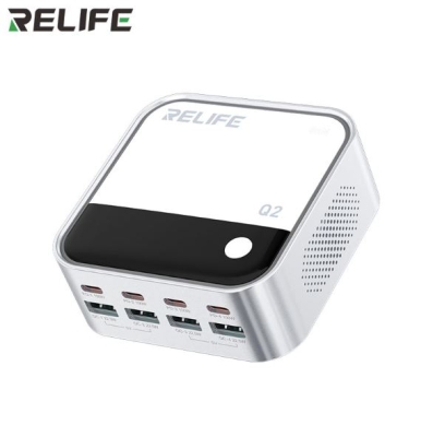 RELIFE Q2 GaN 120W с 8 порта и дигитален дисплей ,зарядна станция