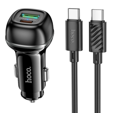 HOCO Z58A Зарядно за кола USB+USB-C PD20W + QC3.0 48W - Type-C към Lightning