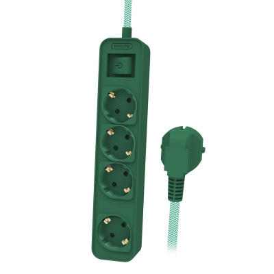 Philips разклонител master switch, 1.5m, Green 4 гнезда
