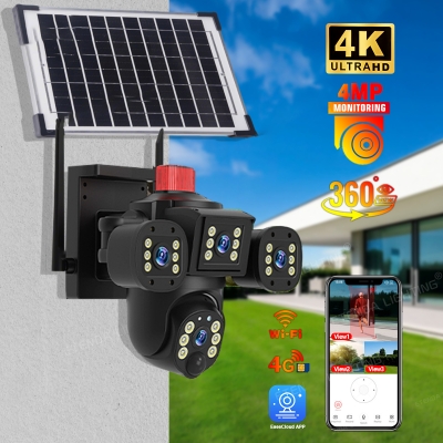 V380-ZS12-T56-4G СОЛАРНА ТРОЙНА IP Камера 8MP ( APP:V380PRO) Въртяща водоустойчива камера с 3 обектива