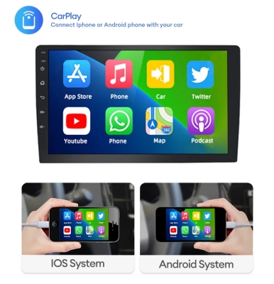 9D-8227 9\" Автомобилен мултимедиен плейър, 4GB+64GB, IPS, Wireless CarPlay, Android Auto, AHD камера, DSP, GPS