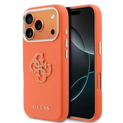 4634 GUESS HC  PU FW RESIN LOGO ORANGE IP17 PRO MAX