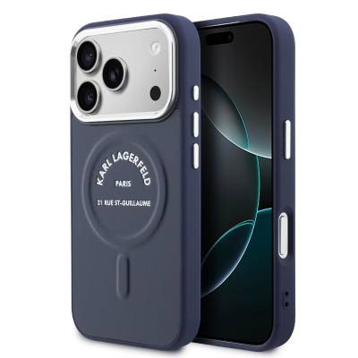 9269 KARL HC MAGSAFE PU W/ KARL RSG LOGO BLUE IP17 PRO MAX