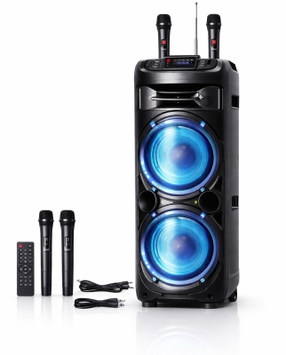 TTD-1222 12\" 1000W Безжична колона говорител субуфер+ 2 безжични микрофони