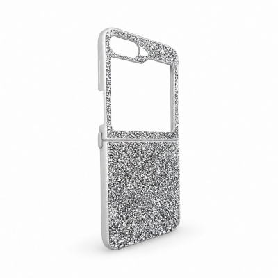 D75 Калъф с камъни за Samsung Z Flip 7 от 2 части - Бял