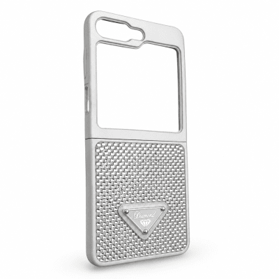 D80 Калъф с камъни за Samsung Z Flip 7 от 2 части -Сив