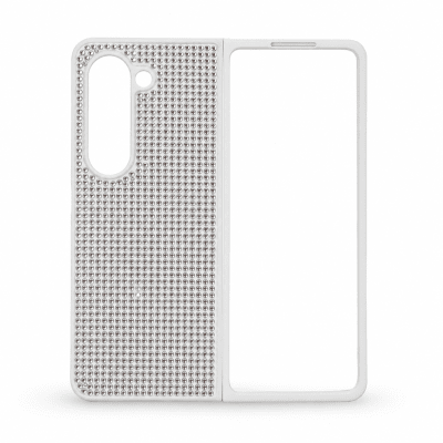 D80 Калъф с камъни за Samsung Z Fold 6 от 2 части - Бял