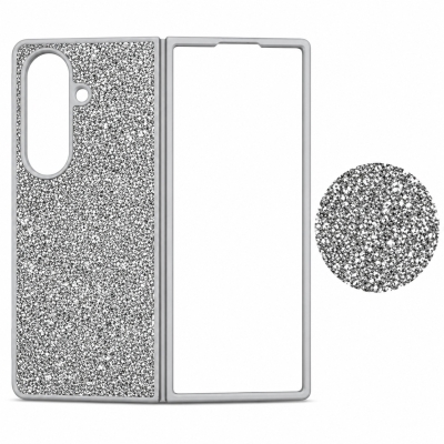 D75 Калъф с камъни за Samsung Z Fold 6 от 2 части - Сив