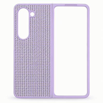D80 Калъф с камъни за Samsung Z Fold 7 от 2 части - Лилав