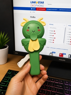 SP330-5 Детски ръчен вентилатор с животински дизайн ,Механичен - Зелен
