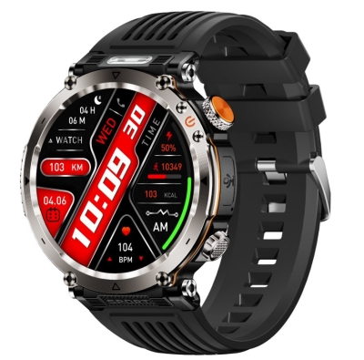 HT30 Мъжки смарт часовник  Sport 2026 – 1.7\" AMOLED дисплей, Bluetooth разговори, фенерче, 600mAh батерия, IP68 водоустойчив