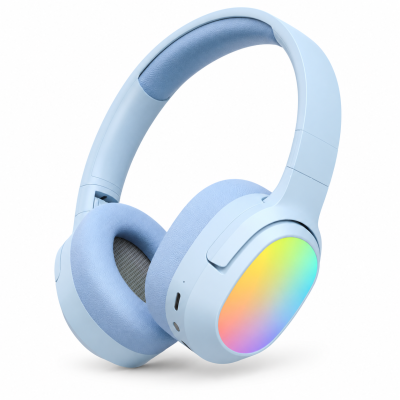 LELISU LS-257 Безжични Bluetooth слушалки  V5.4 с RGB осветление, Type-C, до 10 часа работа – Син