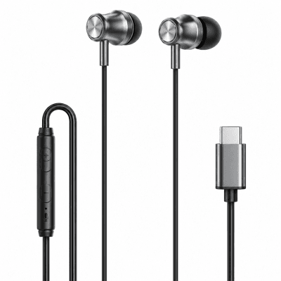 LELISU LS-729 - Сив Жични слушалки с USB Type-C, HD микрофон и управление