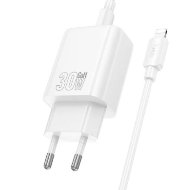 HOCO N63 Зарядно GaN USB USB-C PD30W TYPE-C към TYPE-C - Бял