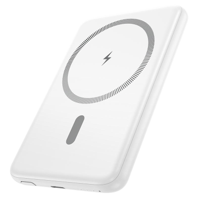 HOCO J140A - Бял Тънка Slim Магнитна MagSafe външна батерия 5,000mAh PD Type-C 15W