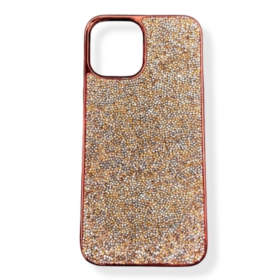 Кейс за телефон  с камъни D130 за iPhone 14 Plus (Rose Gold)