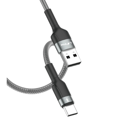 L✮STAR LS-19 3.5A Плетен Кабел Fast USB към Lightning - Сив