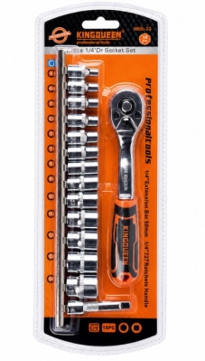 WIB-33 Комплект тресчотка с вложки KINGQUEEN, 1/4\", 15 части