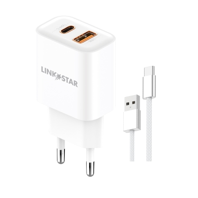 LINK★STAR LS-82 38W USB-C PD + USB-A QC бързо зарядно USB към Type-C