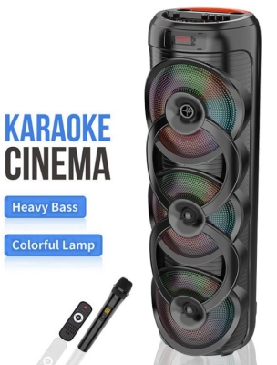 Караоке Bluetooth тонколона Sing-E ZQS10302 – 3 x 10\", 75W, RGB LED, безжичен микрофон, USB/TF/FM