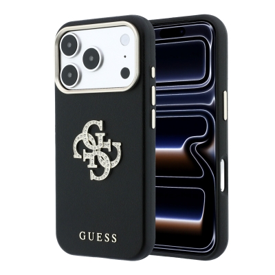 4269 GUESS HC SW SMOOTH IP18 PRO BLACK PU & BIG STRASS LOGO