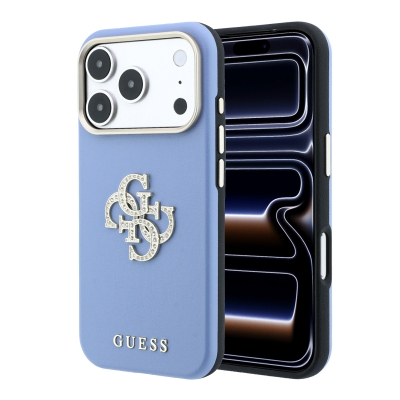 4313 GUESS HC SW SMOOTH IP18 PRO MAX LIGHT BLUE PU & BIG STRASS LOGO