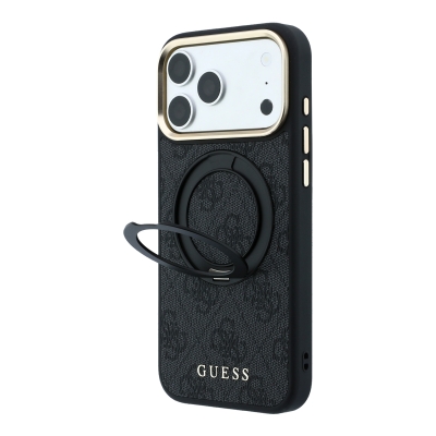 4665 GUESS HC MAGSAFE RING STAND IP18 PRO BLACK  360 4G PU CLASSIC LOGO