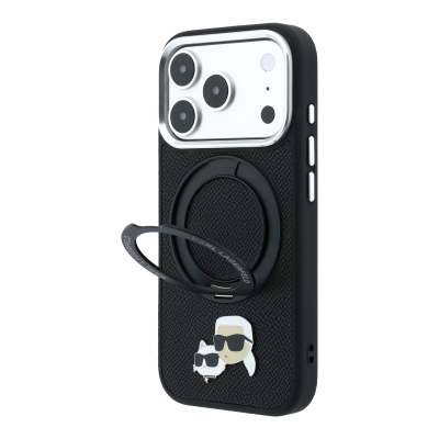 8656 KARL HC MAGSAFE IP18 PRO MAX BLACK PU W/RING STAND 360 KC HEADS PIN