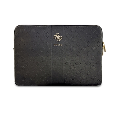 9853 GUESS COMP. SLEEVE PEONY PU 4G & CLASSIC LOGOS STRIPE BLACK 14/15\"
