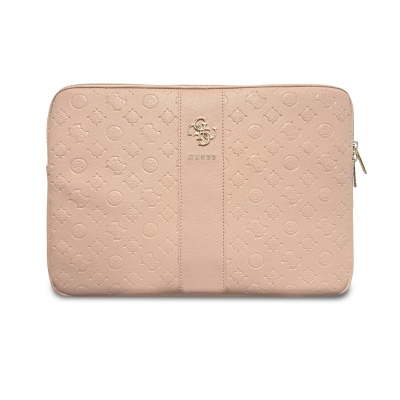 9877 GUESS COMP. SLEEVE PEONY PU 4G & CLASSIC LOGOS STRIPE PINK 14/15\"