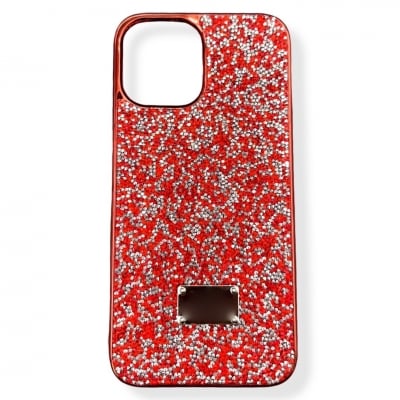 Кейс за телефон  лъскави камъни- за Samsung S21 Plus - Червен