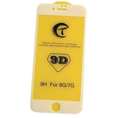 Стъклен протектор 9D за iPhone 7G 8G - Бял