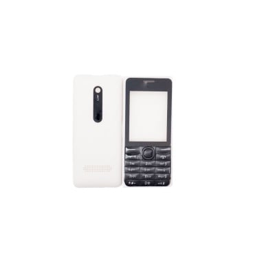Панел за  Nokia 301 - Черен с бял капак