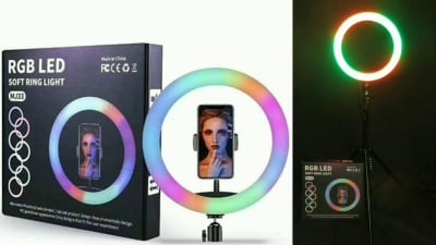 MJ-33 Ринг лампа RGB LED, Bluetooth, Цветна, За селфи/грим, 33cm ринг