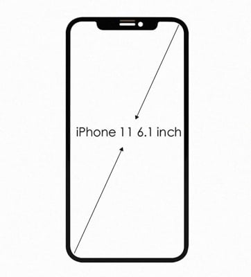 Предно стъкло (части) за iPhone 11 6.1" - Черен