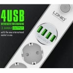 Разклонител LDNIO SE4432 с 4 гнезда,4 USB порта 3.4A