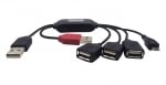 HUB Разклонител USB към USB Micro USB 2.0   SY-HU8 - Черен