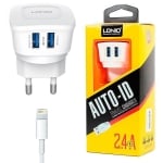 220V Зарядно LDNIO AC63 2.4A 2 USB Lightning