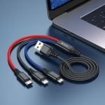 X76, HOCO кабел за зареждане 3 в 1, за Lightning / Micro-USB / Type-C, 1m, до 2A.