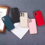 Кожен кейс със силикон отстрани+камера TP-35 iPhone 14 - Бял