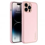 Кожен кейс със силикон отстрани+кам. TP-35 iPhone 14    Pro - Розов