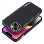 Кожен кейс със силикон отстрани+кам. TP-35 iPhone 12 Pro     - Черен