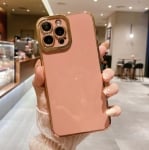 Луксозен силиконов кейс+камера TP25 iPhone 13 Pro Max - Розов