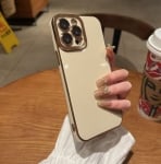 Луксозен силиконов кейс+камера TP25 iPhone 14 Plus - Бял